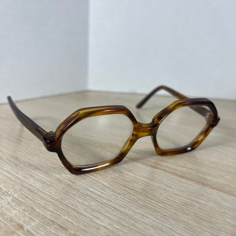 Vintage Safilo Scala Hexagon Eyeglasses Havana Brown Frames 5 1/2 Italy 48-22